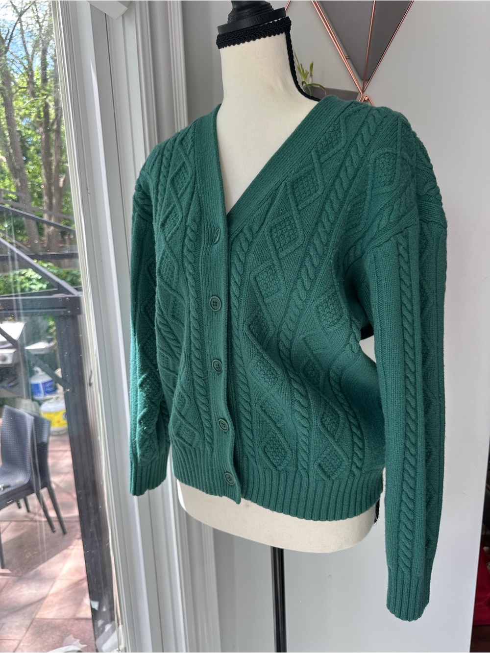 Sunday Best Dark Green Cable Knit Button Cardigan - Picture 4 of 12